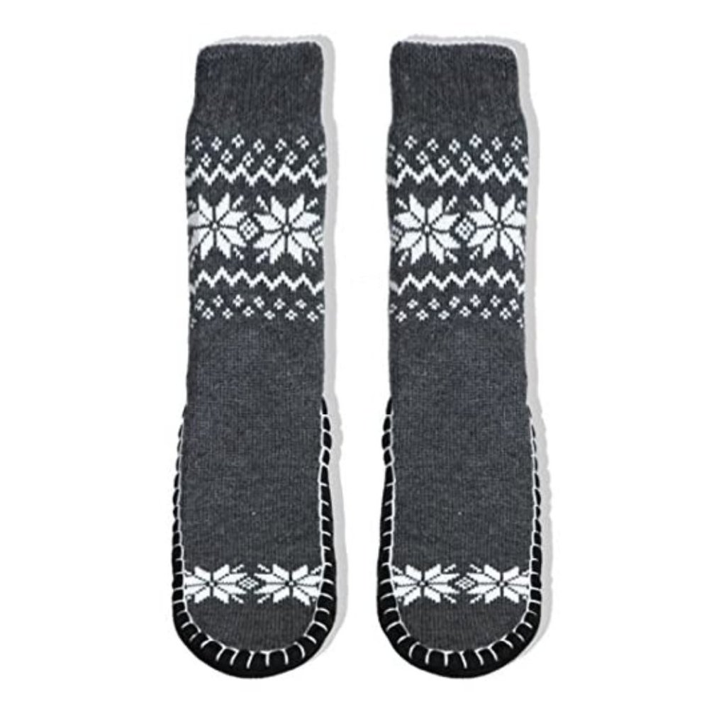 Adults Knitted Slipper Socks with NON-Slip Skids